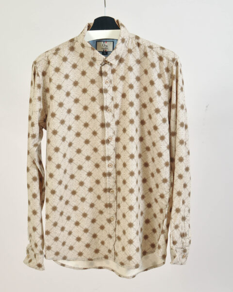 Vintage Y2K Abstract Print Beige Shirt - XL