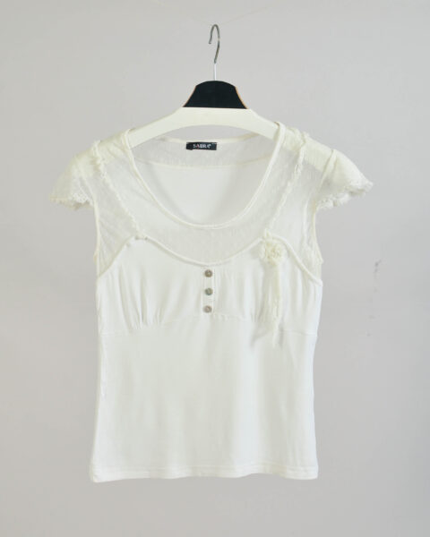 Vintage Y2K White Cotton T-Shirt - S