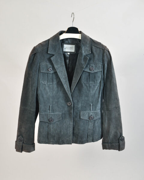 Vintage Y2K Grey Suede Leather Jacket - XL