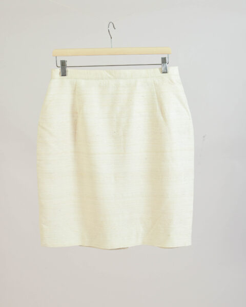 Vintage Y2K Cream 100% Silk Skirt - L