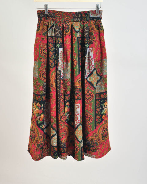 Vintage 80s Boho Midi Skirt - S/M
