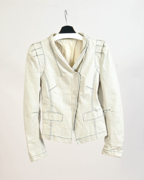Vintage Y2K Light Cream Denim Jacket - S
