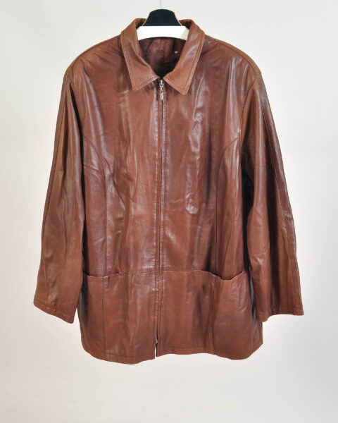 Vintage 90s Real Brown Leather Jacket - XXL/XXXL