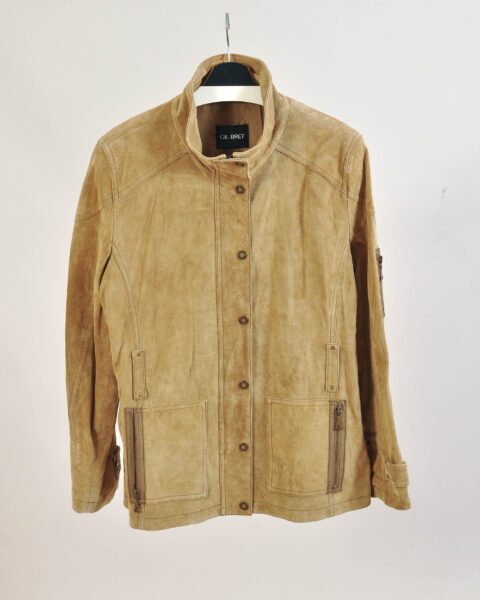 Suede Leather Funnel Neck Jacket - XL/XXL