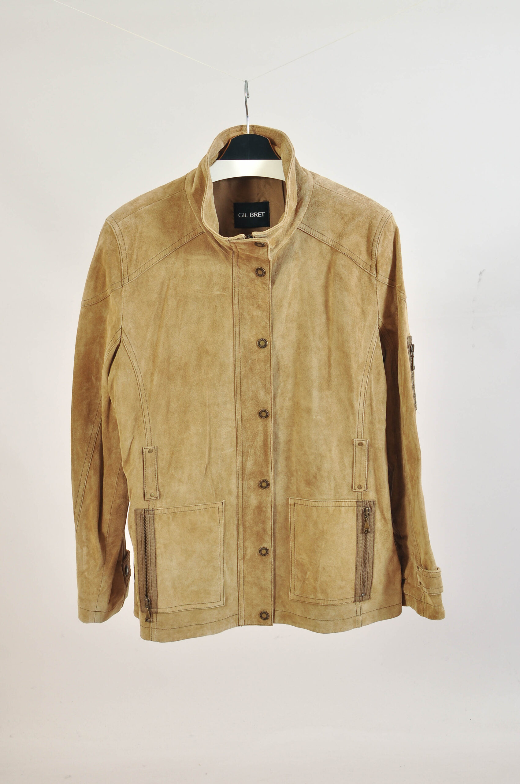 Suede Leather Funnel Neck Jacket - XL/XXL
