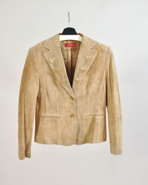 Vintage Y2K Suede Leather Blazer Jacket - 38