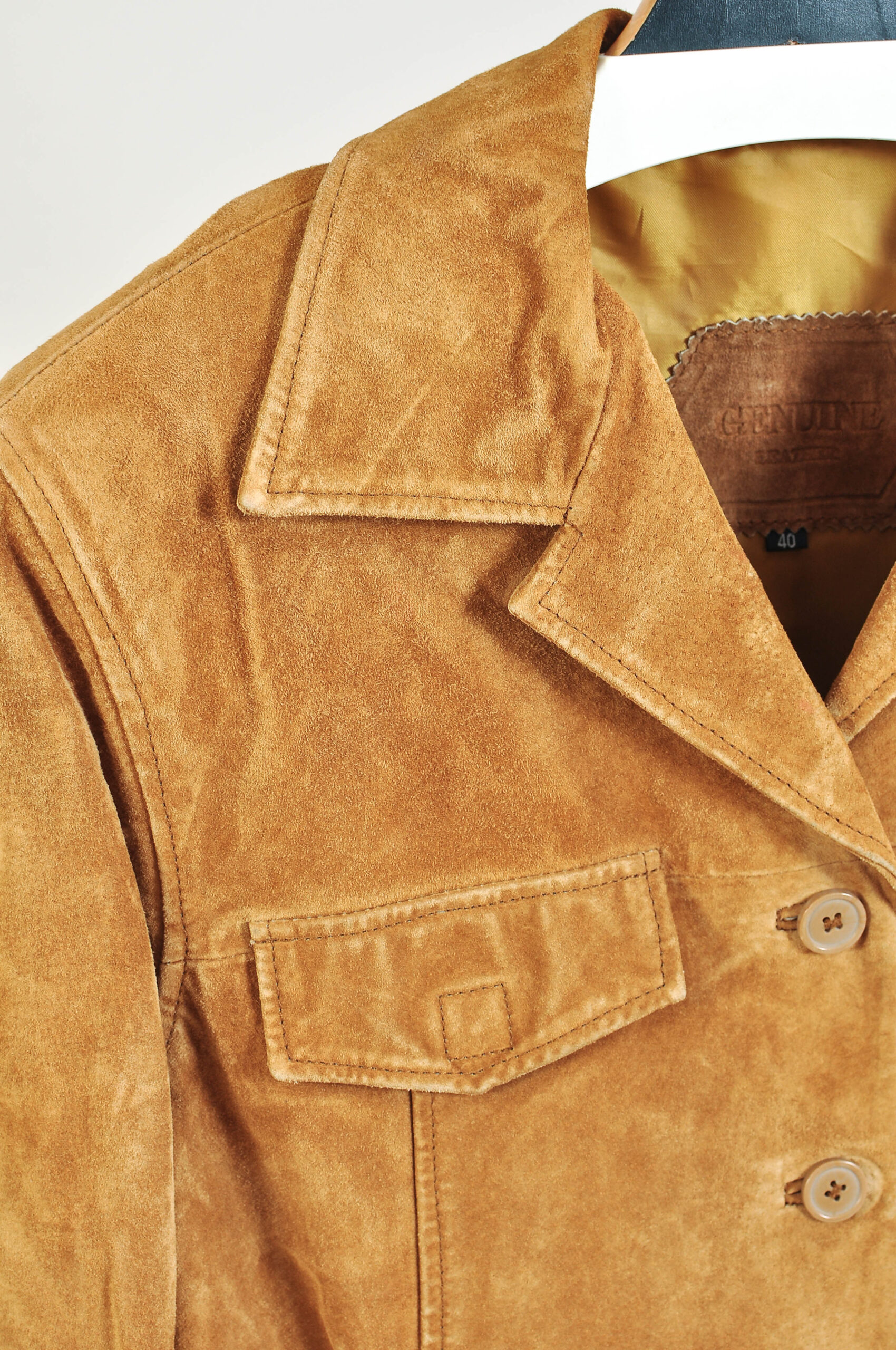 Vintage 90s Brown Suede Leather Jacket - 40 - Image 3