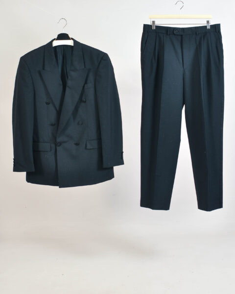 Vintage 90s Double Breasted Black  Suit - L